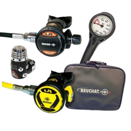 Beuchat Atemregler-Set VR400 DIN 300 b. + Oktopus VR + Finimeter + Tasche